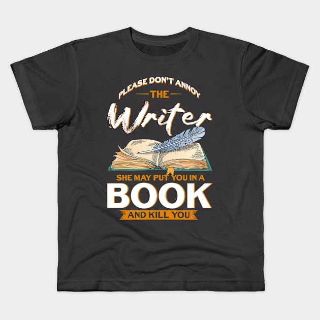 Author Writing A Novel Writer Kids T-Shirt by Toeffishirts